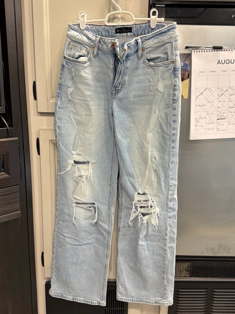 Light Wash Distressed Straight-Leg Women’s Jeans